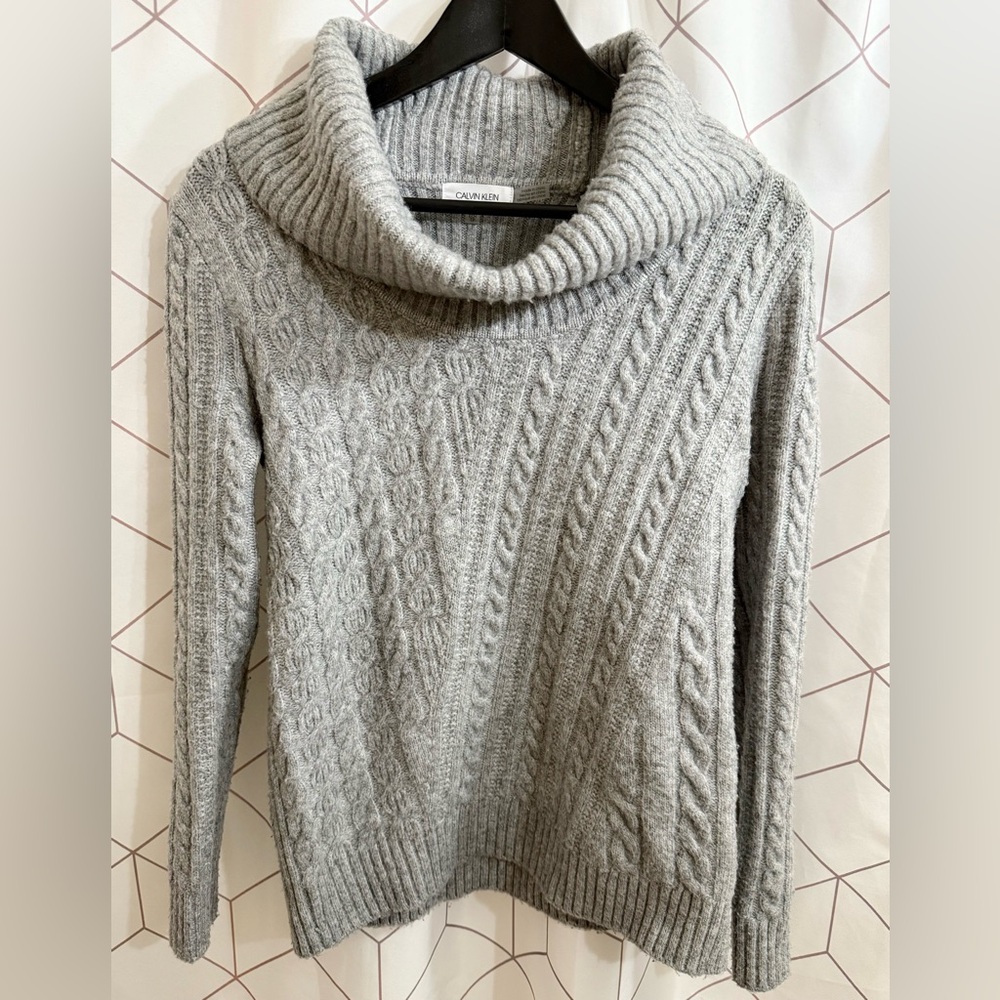 Calvin Klein Light Gray Cowl Neck Sweater